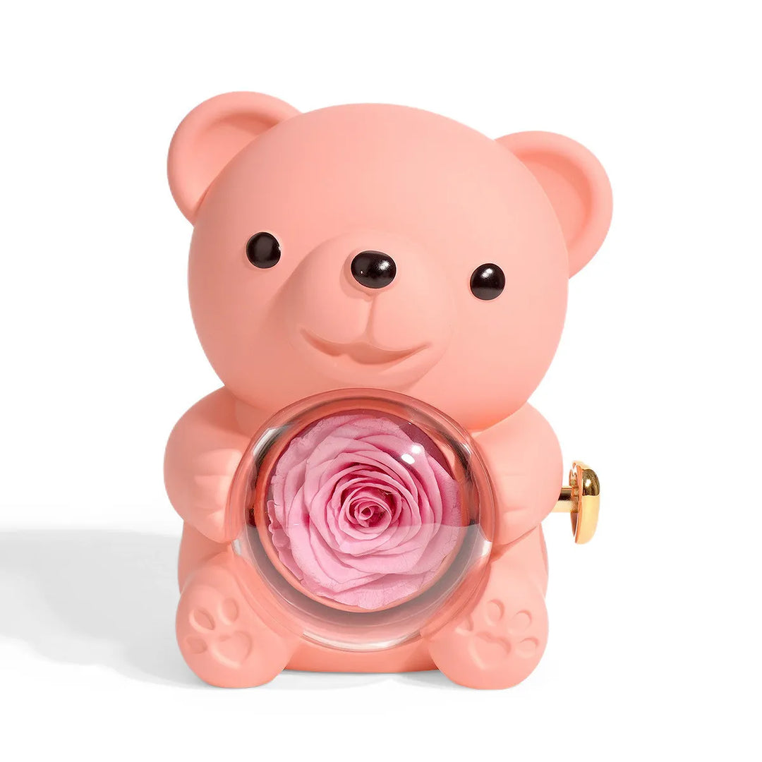 Orsetto con Rosa Eterna e Collana Incisa