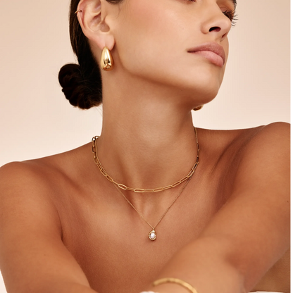 Gilded Pearl Drop Necklace