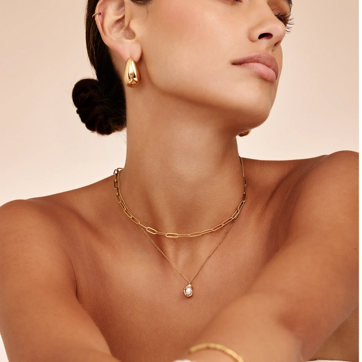 Gilded Pearl Drop Necklace