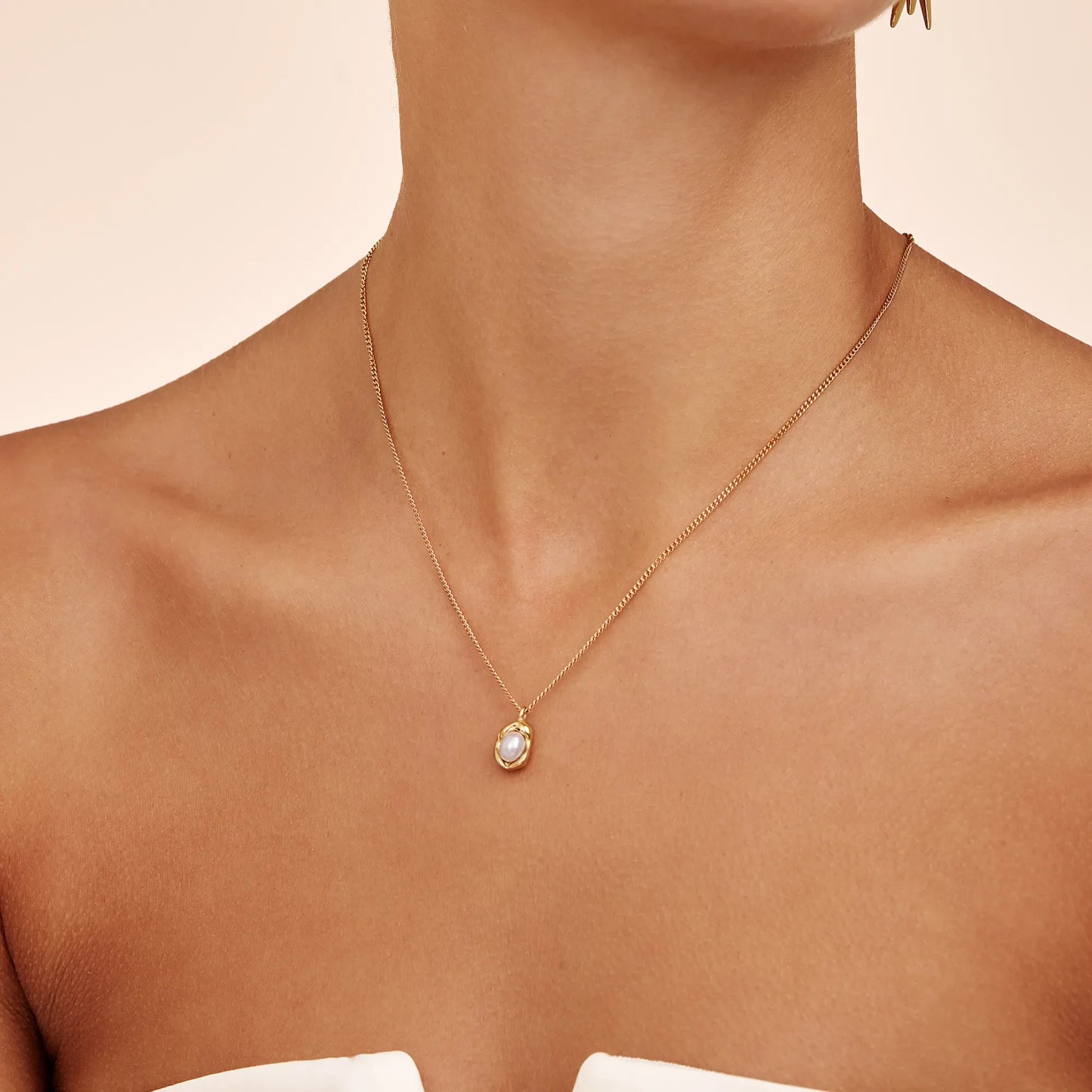 Gilded Pearl Drop Necklace