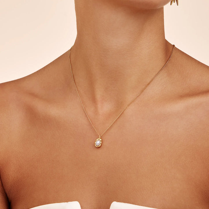 Gilded Pearl Drop Necklace