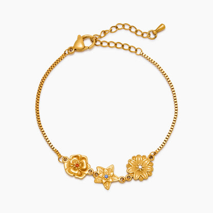 Personalized Birth Flower Charm Bracelet