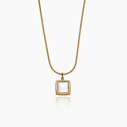 Mother of Pearl Square Pendant Necklace